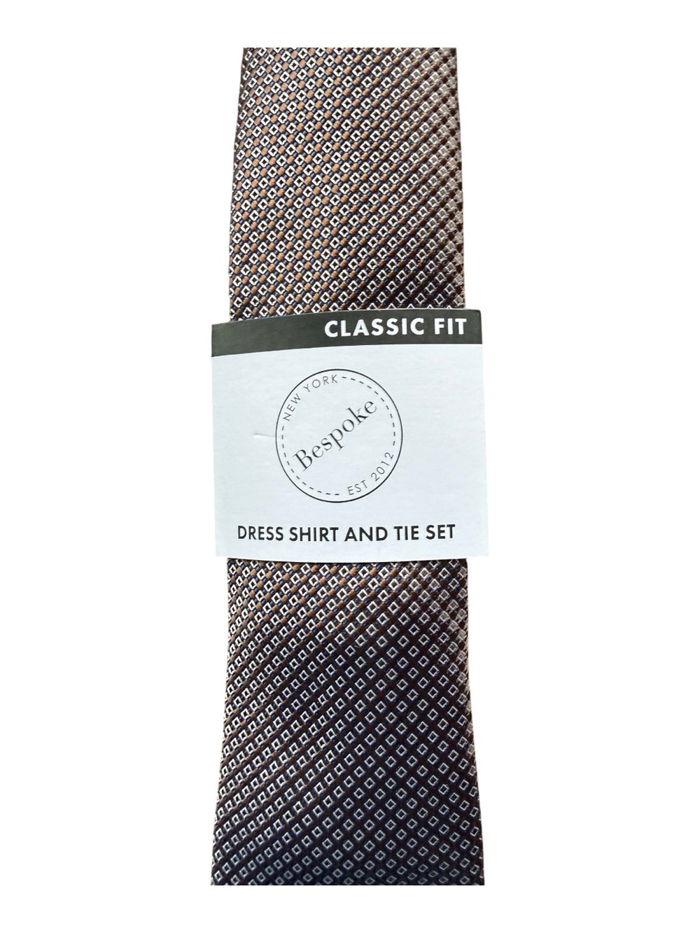 Bespoke New York Brown Blue Geometric Men’s Tie NWT